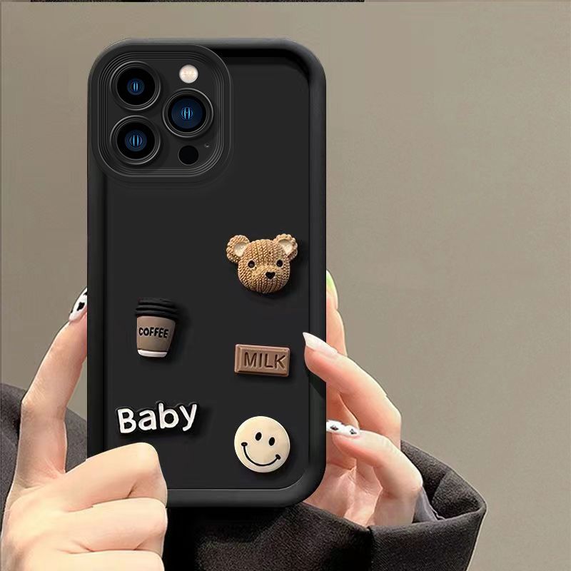 На Redmi Note13 милый 3D кофейный медведь мультфильм силиконовый чехол для Xiaomi Redmi Note 13 Pro Plus 5g 13pro 4g 12 12pro мягкий чехол 13c