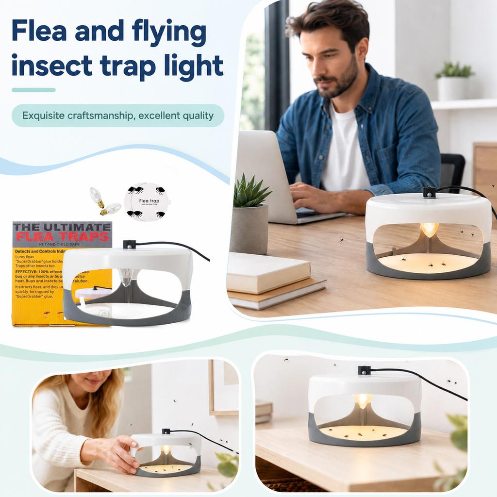 Indoor flea lamp, an insect-attracting lamp with adhesive pads