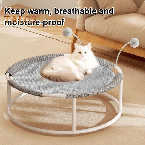 Elevated Cat Bed Free-Standing Round Cat Hammock Bed with Removable Washable Mesh Cooling Pet Sleeping Bed for Cats Dogs