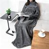 Wearable Flannel TV Blanket With Sleeves & Large Pocket, Anti-Static Warm Throw Blanket for Sofa Bed Home