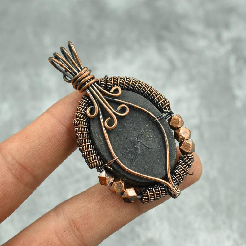 Подвеска из медной ракушки, подвеска из медной проволоки с драгоценным камнем, дизайнерская подвеска из меди для женщин, подарок на День матери