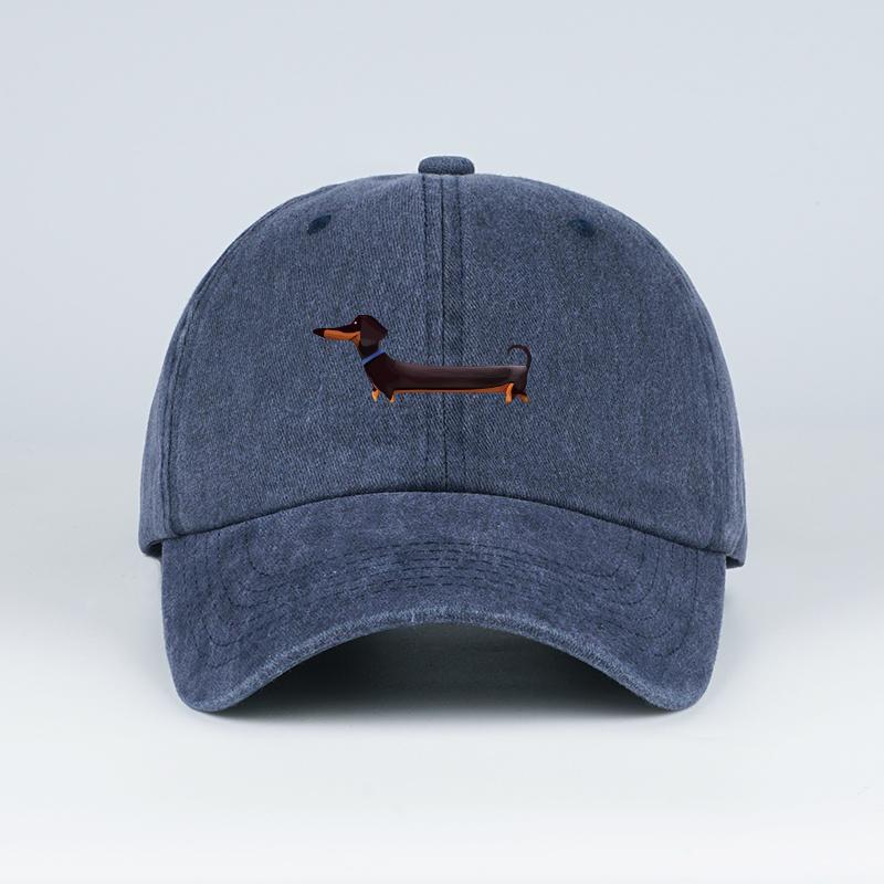 Dachshund Print Washed Baseball Cap Adorable Retro DogThemed Style Perfect for Outdoor Walks and Pet Gatherings The Ideal Gift