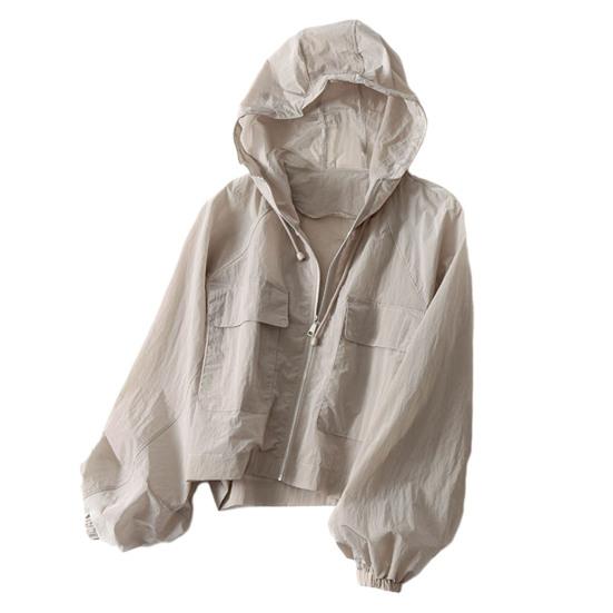 Women's Sun Protection Cropped Jackets Zip Up Athletic Workout Hoodie Coat Long Sleeve Sunscreen Clothing for Running Hiking Cycling Travel