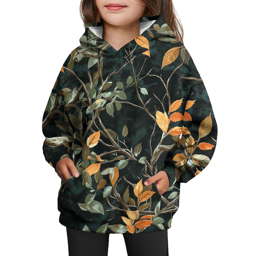Girls' Hooded Tie- Sweatshirt - Pullover Print Top
