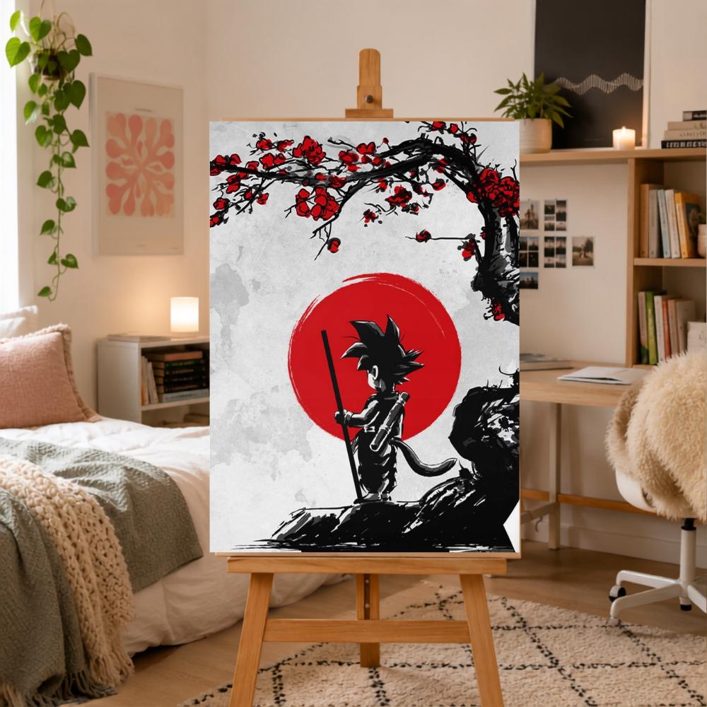 Obraz Do Malowania Po Numerach Z Ramą Goku I Czerwony Księżyc 50X70 Cm