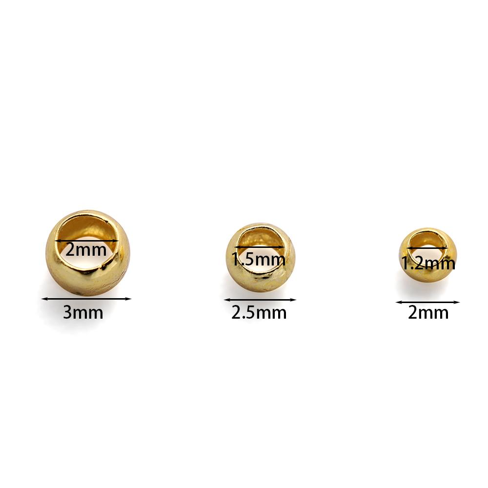 100pcs 1.2 1.5 2mm Stopper Spacer Beads Copper Plating Gold Color Hole Ball Crimp End Beads For Diy Jewelry Making Supplies