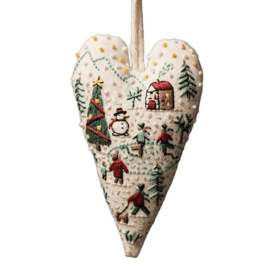 Набор для вышивания рождественского украшения, подвеска ручной работы в форме сердца, DIY украшение для подвешивания на елку, праздничная атмосфера вечеринки