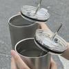Niche Stainless Steel Travel Coffee Cup with Straw - Fashionable and Practical for Office Use