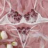 Lace Floral Underwire Bra and Panty Set for Women