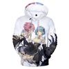 Ainme Re Zero Hoodies 3D Re Zero Hoodie Sweatshirt Men Women Harajuku Clothing Rem and Ram Japanese 3D Oversized Hoodies