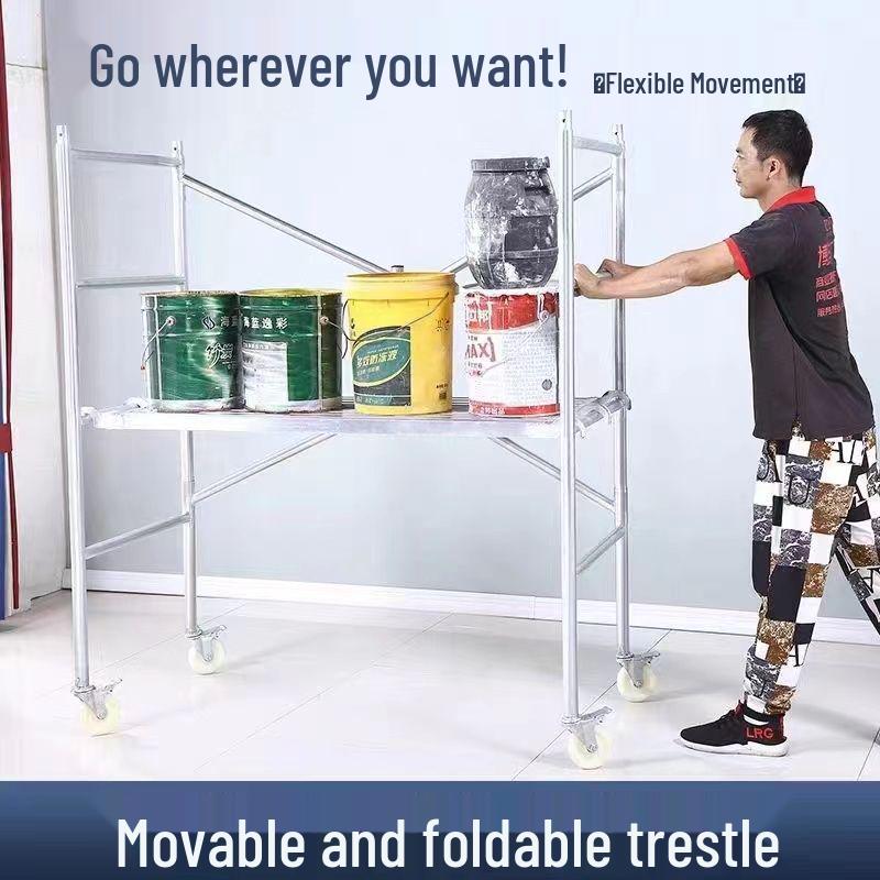 Multifunctional Mobile Folding Scaffold with Full Set of Accessories