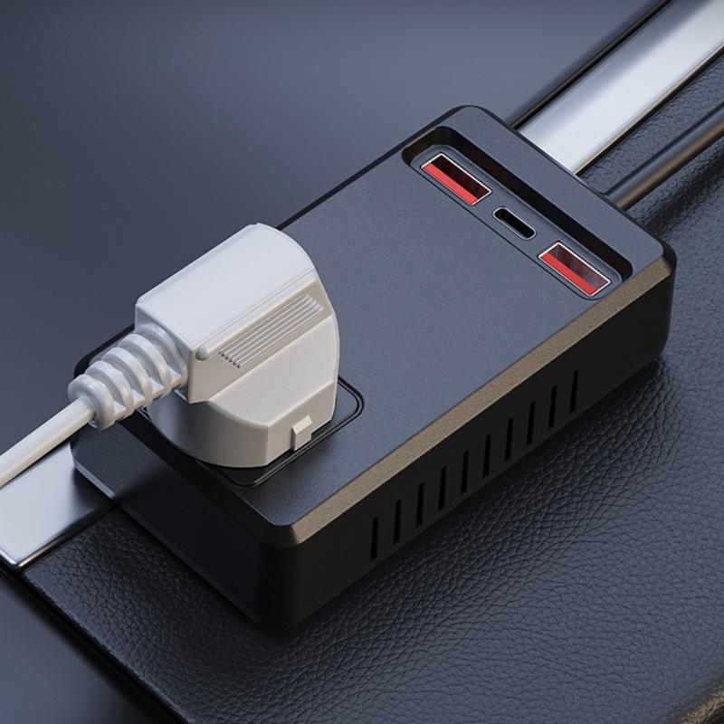 Автомобильный инвертор питания 150 Вт с 4 USB-портами, быстрая зарядка, для кемпинга, поездок, транспортных средств, инструмент для определения напряжения