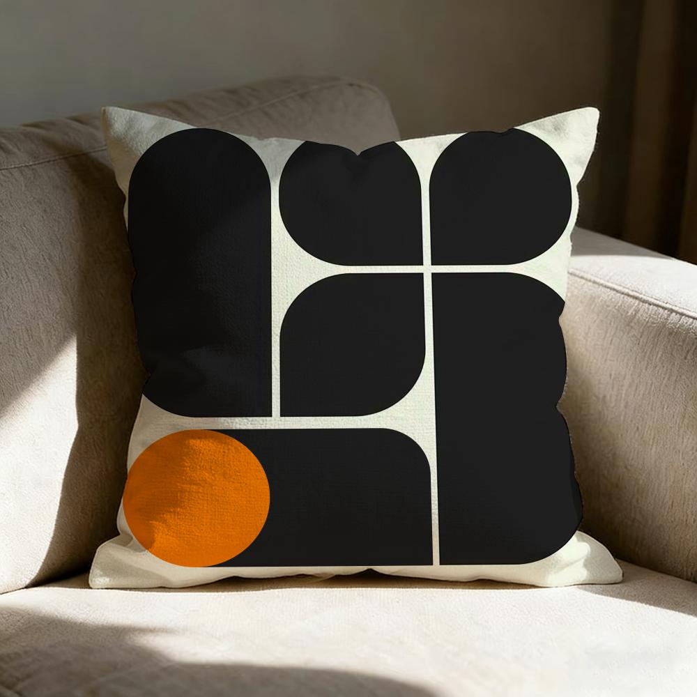 Reduced Geometry Pillow Case Linen Pillow Covers Cover For Couch Living Room Bench Patio Floor Linen Home Decor