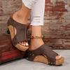 Fashion Vintage Wedge Heeled Sandals Women Peep Toe Pu Leather Thick Sole Slippers Woman Summer Comfort Platform Sandalias Mujer 2025