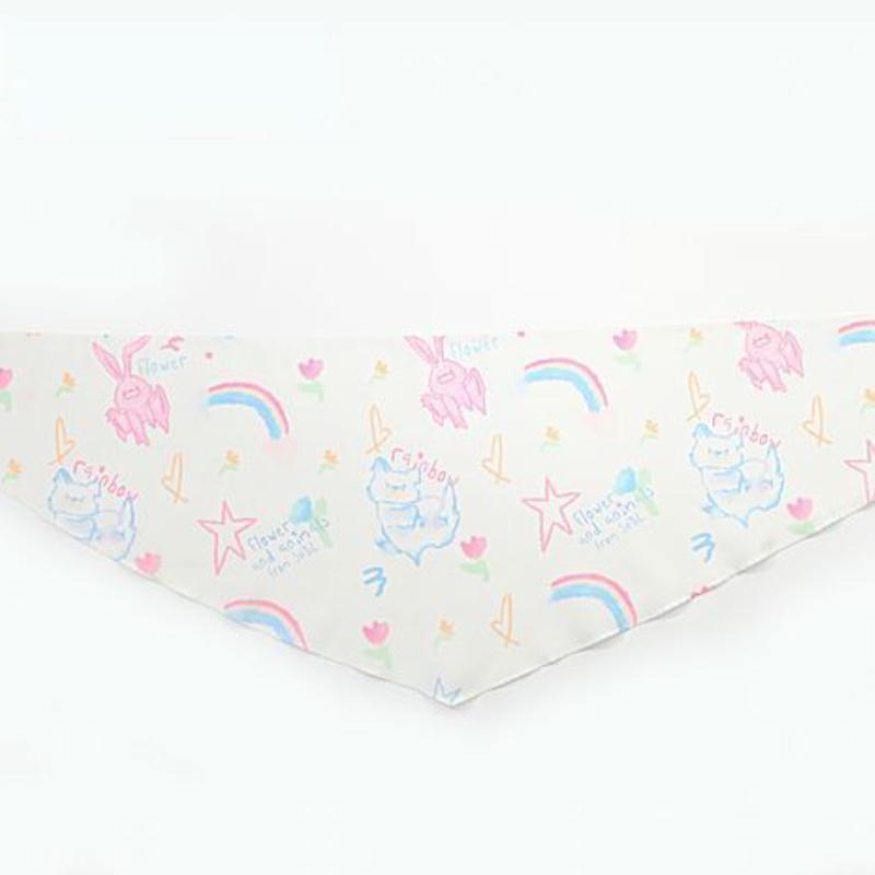 Rainbow Headscarf Dopamine Girls Wear Scarf Aesthetic Accessories Triangular Headscarf Graffiti Printed Scarves Sweet Cool Scarf