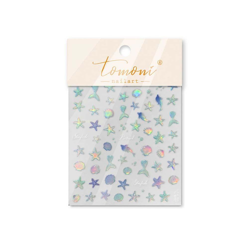 Наклейки для ногтей «Морская звезда» с изображением океана, украшения для ногтей «Синий зеленый океан», желейные наклейки для ногтей «Океан» для женщин и девочек