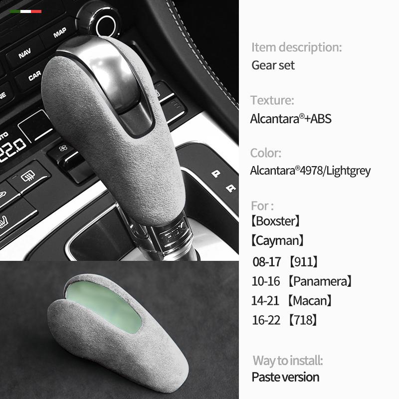 For Porsche Boxster Cayman Panamera Macan 911 718 Car Center Console Gear Shift Head Knob Cover Trim Alcantara Suede Part Refit