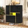 Modern Shoe Cabinet, Black Shoe Cabinet with High-Gloss Front and 16-Color LED Light (80 x 25 x 96 cm)