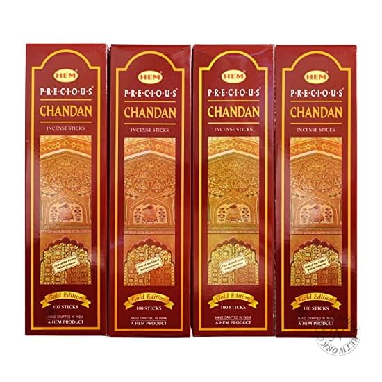 HEM Indian Incense Sticks [Precious Chandan] Economy Pack (Set of 4 boxes)