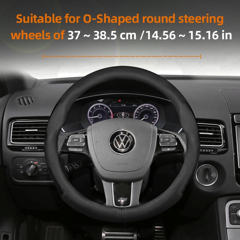 Suitable for Volkswagen Ultra-Thin Breathable Leather Steering Wheel Cover Suitable for Polo Golf 5 6 7 up Gol Volante Scirocco Passat B6 B8 Sedan