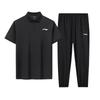 Летние Быстросохнущие Короткий Рукав Легкие Дышащие Универсальные Брюки Повседневный Спортивный Комплект Мужские комплекты Черный YWBW061--1