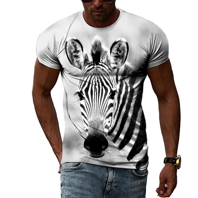 Летняя мужская оригинальная футболка с принтом зебры и 3D модными повседневными индивидуальными футболками с круглым вырезом и рисунком, футболки в стиле Харадзюку в стиле хип-хоп