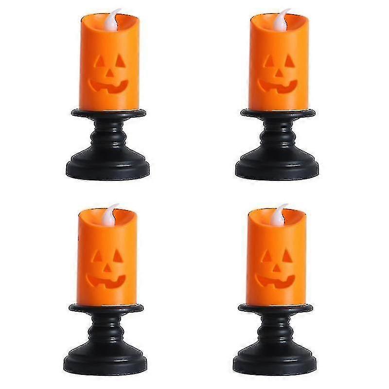 4pcs Halloween Candle Light, Led Candlestick Lamp, Halloween Party Decoration A - RIpj