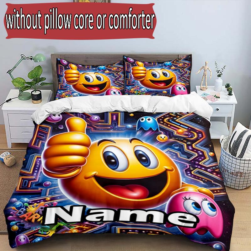 3pcs Duvet Cover Set (1*Duvet Cover + 2*Pillowcase, Without Core), Custom Name PAC Pattern Bedding Set, Home Bedroom Decor Gift
