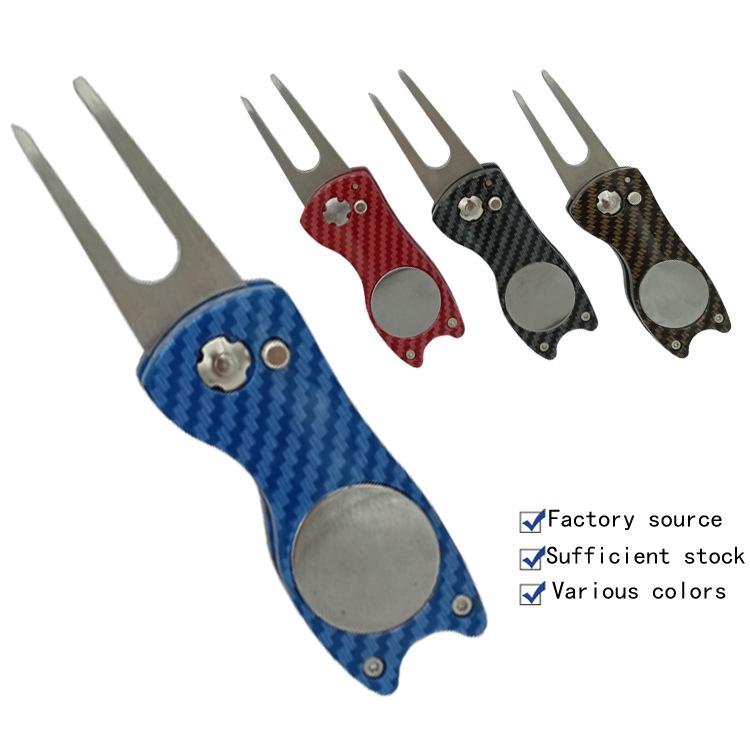 New Carbon Fiber Divot Tool - Folding Golf Ball Marker for Lawn Repair