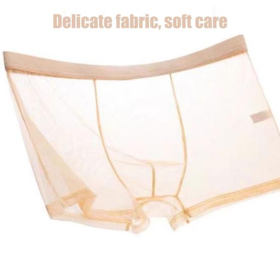 Мужские трусы-боксеры, летние ультратонкие сетчатые шорты-трусы средней посадки, U-образные сексуальные трусики