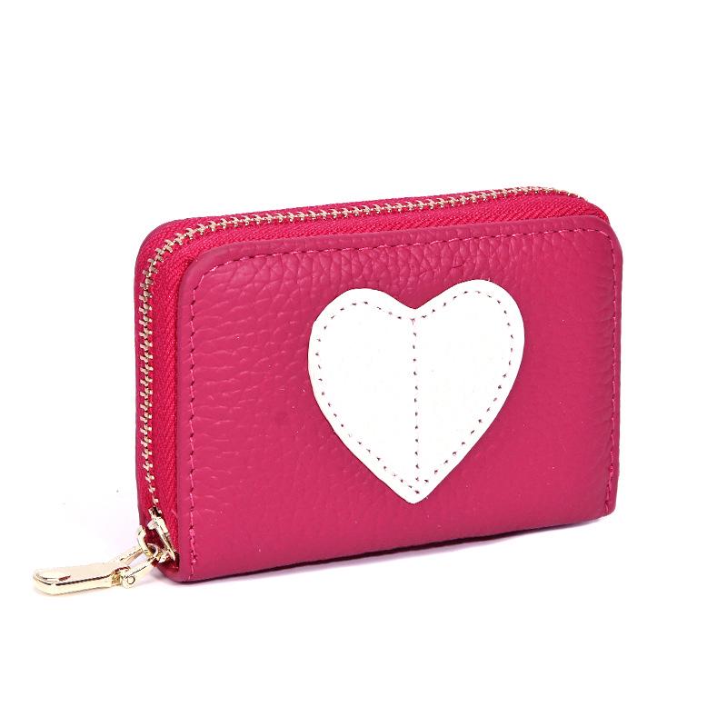 Top Grain Cowhide Heart Wallet with Multi-Card Slots and Large Capacity - Genuine Leather Accordion Card Holder