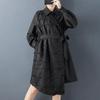 Long Sleeve Plus Size Black Vintage New In Dresses for Women Spring Autumn Casual Loose Midi Shirt Dress