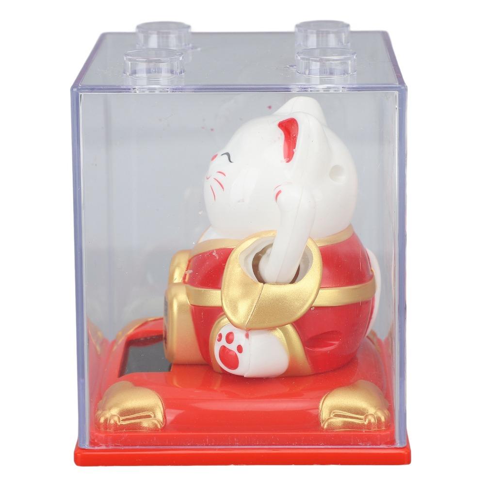 Red & Blue Mini Desktop Fortune Cat 3.19x3.86in Car Dashboard Cat Ornament Car Interior Decor