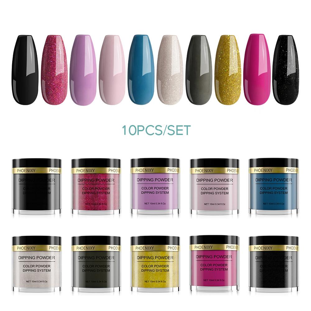 PHOENIXY, 10 г, набор пудры для ногтей, натуральная сухая голографическая система для погружения ногтей, сила