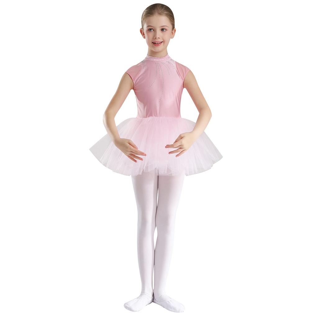 Ballet Leotards for Girls Toddler Leotard with Tutu Skirt Dance Tutu Dress Shiny Rhinestones Performance Dresses