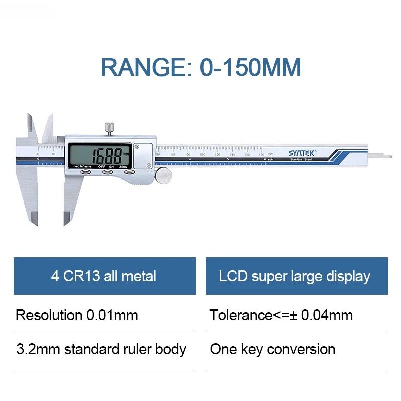Stainless Steel Digital All Metal Vernier Caliper High Quality Electronic Caliber Measuring Tool Ruler Gauge 100/150/200/300mm