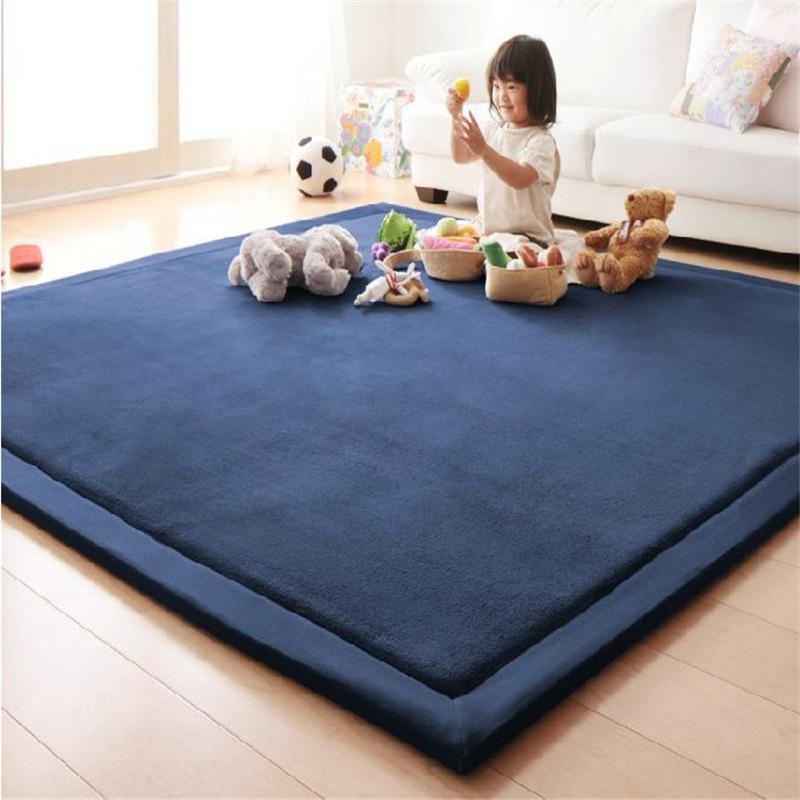 2cm Thickened Tatami Rug Soft Coral Fleece Velvet Bedroom Carpet Children Playmat Living Room Rug Bed Floor Mattress Mat