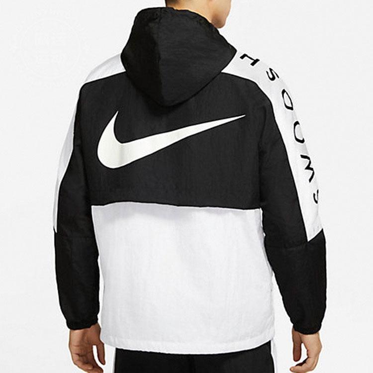 Nike Повседневная спортивная куртка на молнии с капюшоном, мужская верхняя одежда, черный, белый цвет DJ4131-010