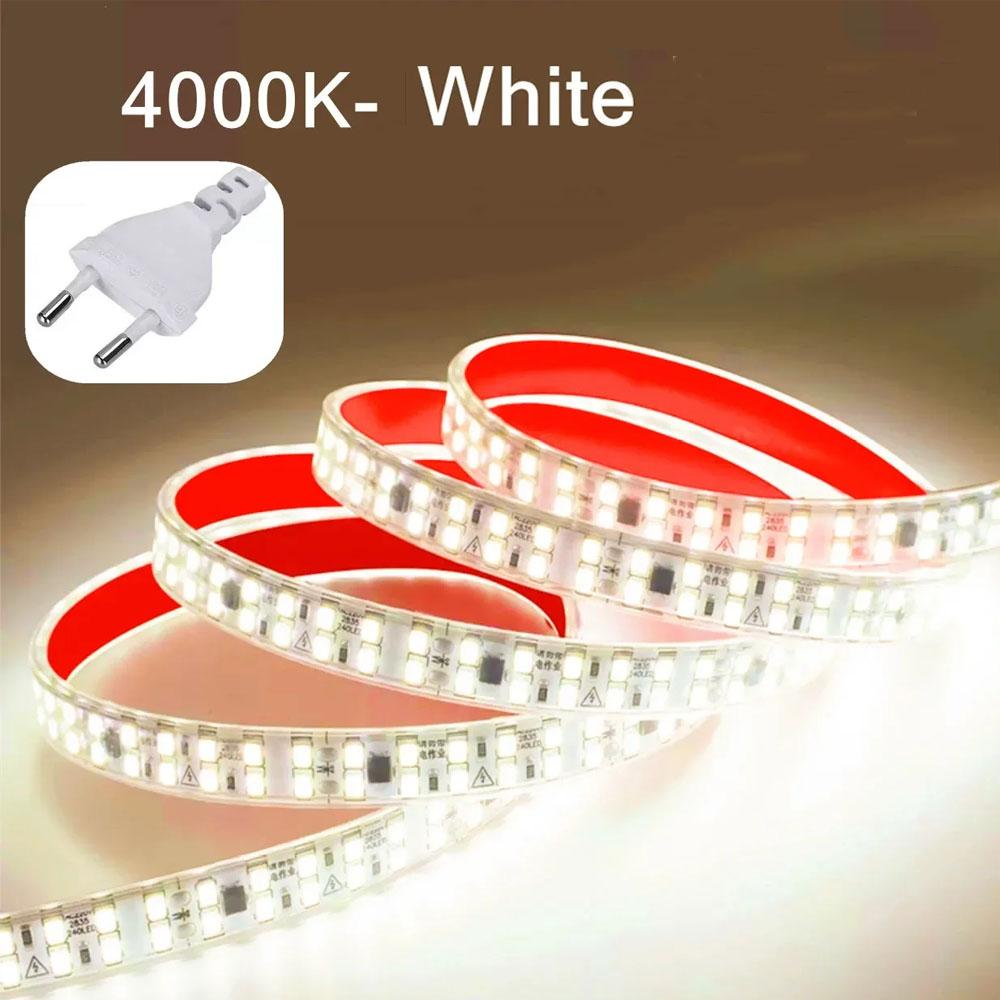 Светодиодная лента 30M-0.5M 2835 AC 220V с EU вилкой IP68 Водонепроницаемая 3000K/4000K/6000K 12MM Гибкая Отрезаемая Мягкая лента 240 светодиодов/м