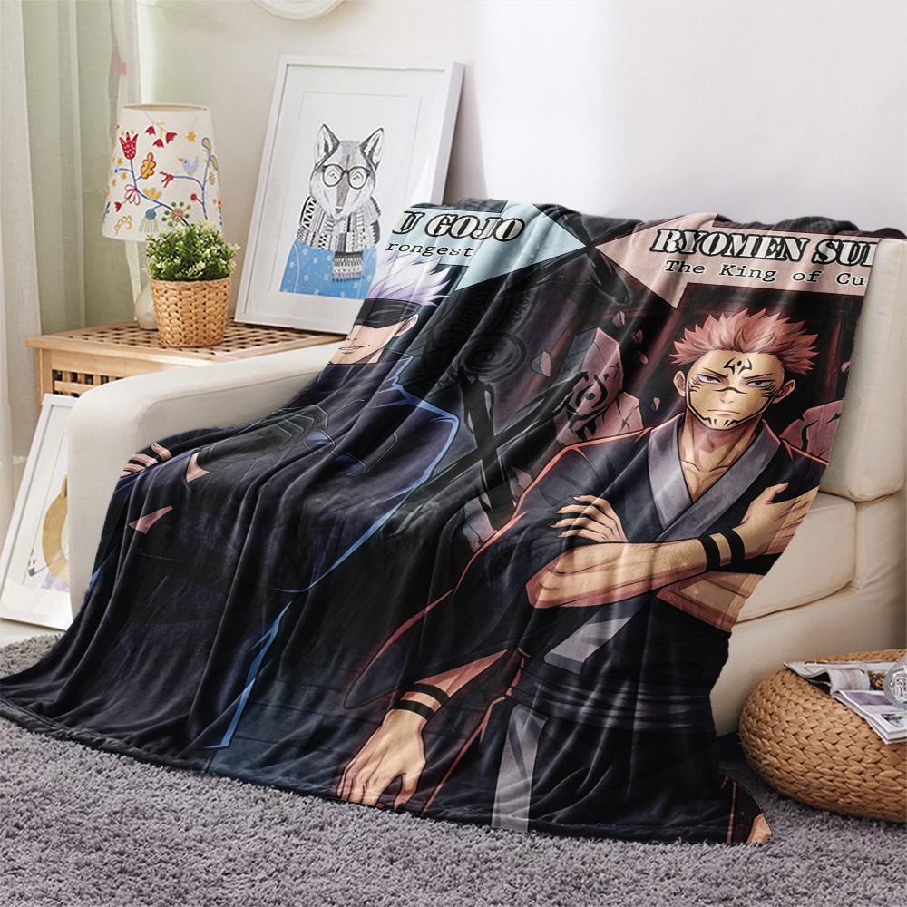 1PC Jujutsu Kaisen Patterned Flannel Blanket Suitable For All Seasons For Home Decor Warmth And Comfort Gifts Holiday Present