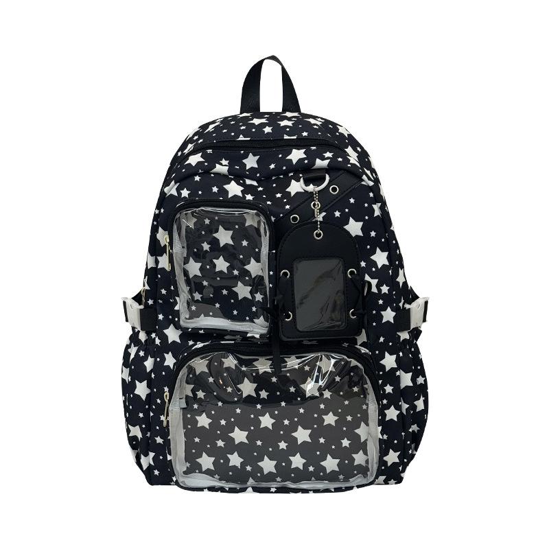 Schoolbag Sweet Cute Star School Bag Student Party Large Capacity Transparent Pain Bag High Value 2D Comic-Con Backpack