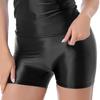 Womens Mid Rise Glossy Shorts Stretchy Waist Multi-Purpose Homewear