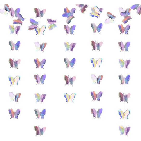 Butterfly Banner Decorative Paper Garland for Wedding Baby Shower Birthday Party Theme Decor 110 Inches Pack of 2 Pieces Light Purple