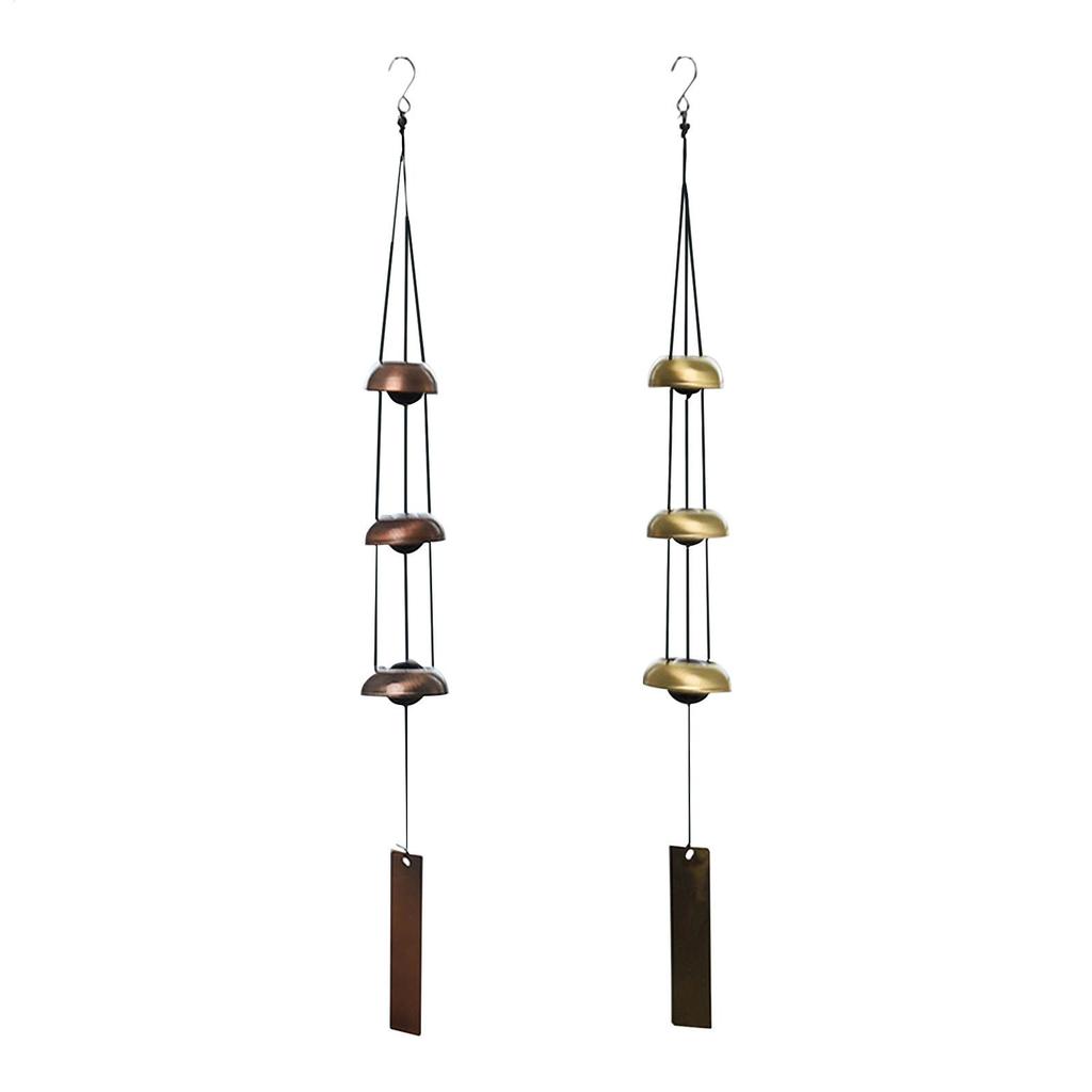 Chimes for Outdoors Blessing Sounding Ornament with 3 Bells Copper Small Wind Chimes for Temple Garden Patio Porch Home Lawn