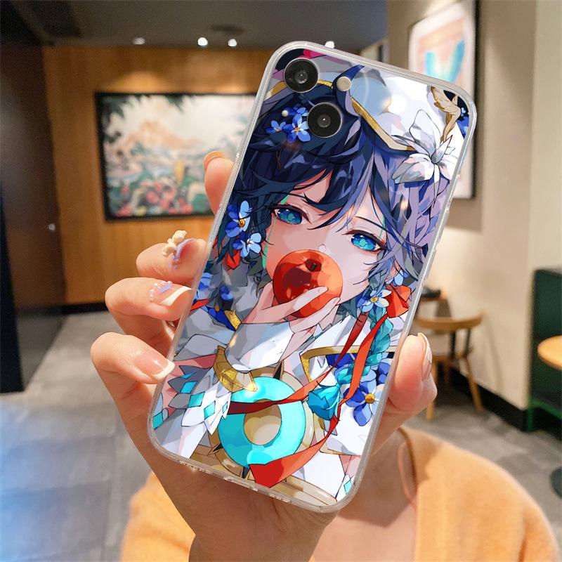 Прозрачный чехол для телефона Genshin Impact Ху Тао Сяо для iPhone 15 14 13 12 Mini 11 Pro Max XS X XR 7 8 Plus Прозрачный противоударный чехол