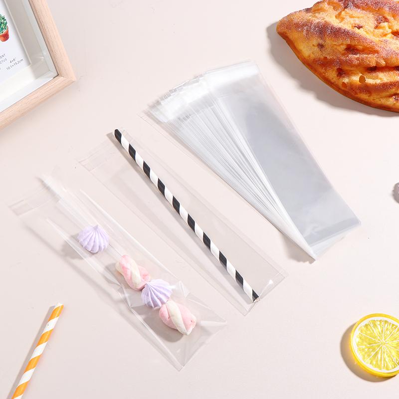 100 шт. прозрачные самозапечатывающиеся длинные пакеты для сладостей 5X20 см пакеты для крендельков многоразовые пакеты для упаковки конфет подарки сувениры