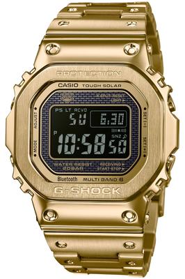 Золотые часы Casio с полностью металлическим корпусом и солнечной батареей G-Shock GMW-B5000GD-9JF Мужские Bluetooth, Дизайн, Радиоуправление