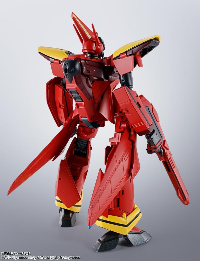 TAMASHII NATIONS HI-METAL R Macross 7 VF-19 Kai Fire Valkyrie, Approximately 150mm, PVC, ABS, and Die-cast Pre-painted Action Figure