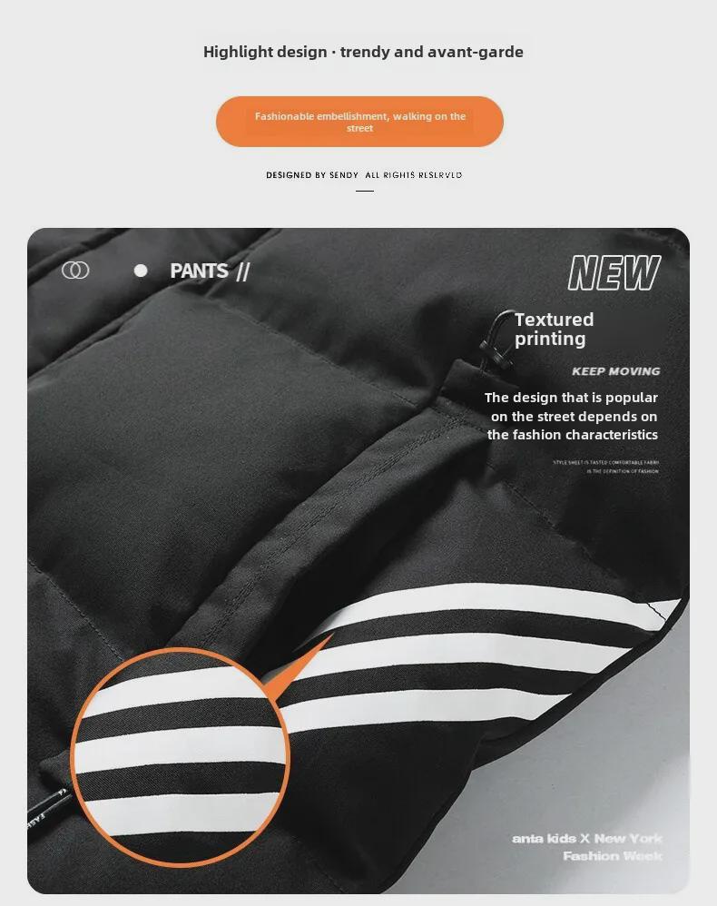 Мужской зимний жилет Slim Fit с капюшоном — большой размер, молодежный стиль, универсальный жилет с дизайном из трех полосок.