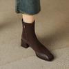 Krazing Pot Cow Skin Flock Autumn Winter Shoes Big Size Modern Boots Med Heels Patch Work Square Toe Keep Warm Size 43 Ankle Boots